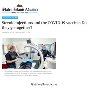 A photo of a news article about steroids and the COVID-19 vaccine.