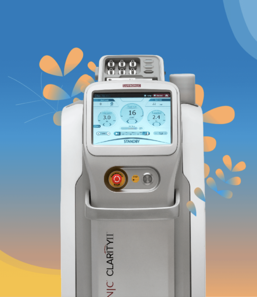 A photo of the Lutronic Clarity II machine used for laser hair removal.